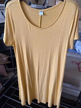 Old Navy Heathered Mustard Yellow Scoop Neck Dress 0034
